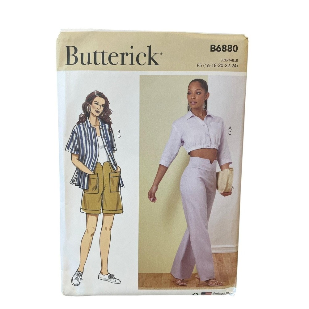 Butterick B6880 Misses' Shirt Pants Shorts Sewing Pattern Size 16-24